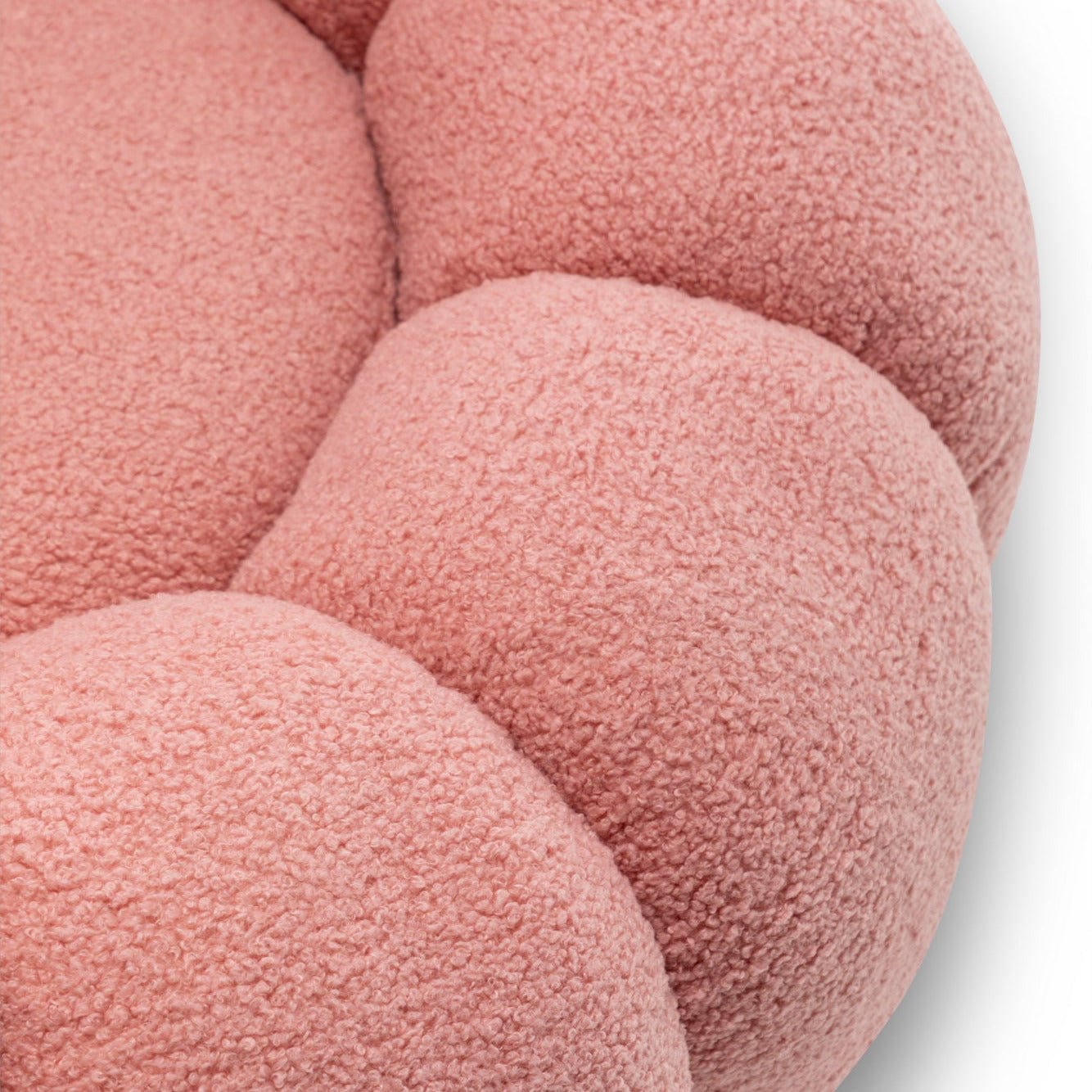 Teddy Boucle Fabric Pink 1 Seater Swivel Sofa with Footstool MIRIELLE - Image 9