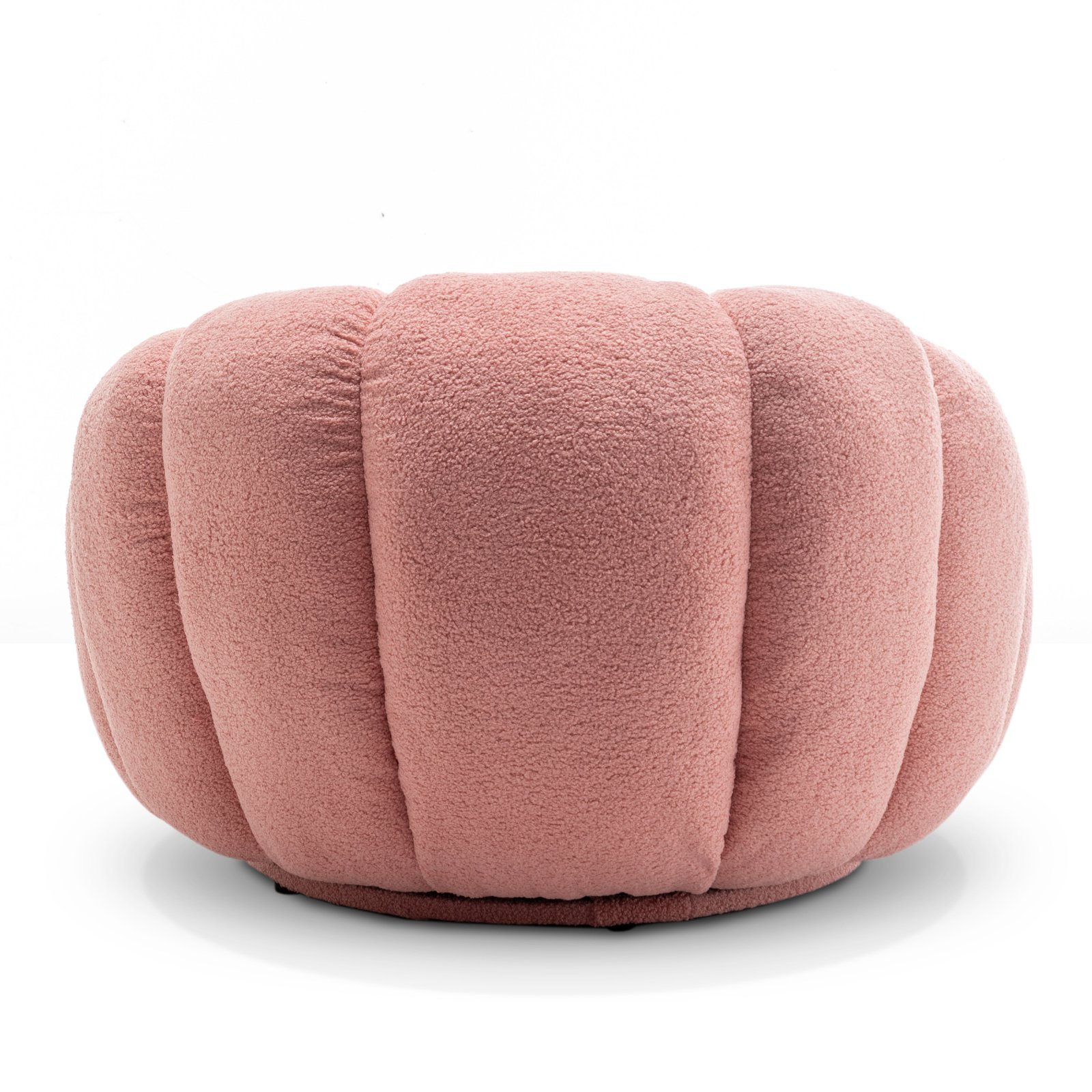 Teddy Boucle Fabric Pink 1 Seater Swivel Sofa with Footstool MIRIELLE - Image 7