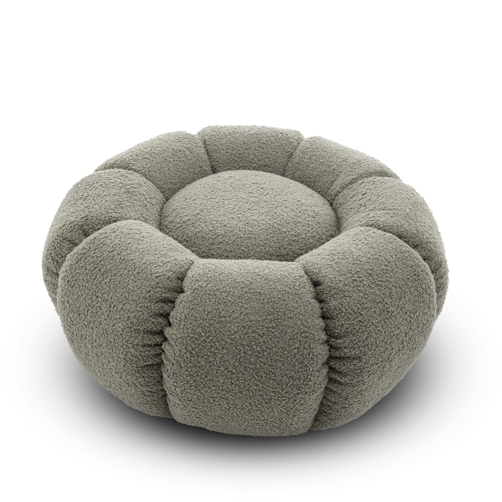 Teddy Boucle Fabric Sage Green 1 Seater Swivel Sofa with Footstool MIRIELLE - Image 9