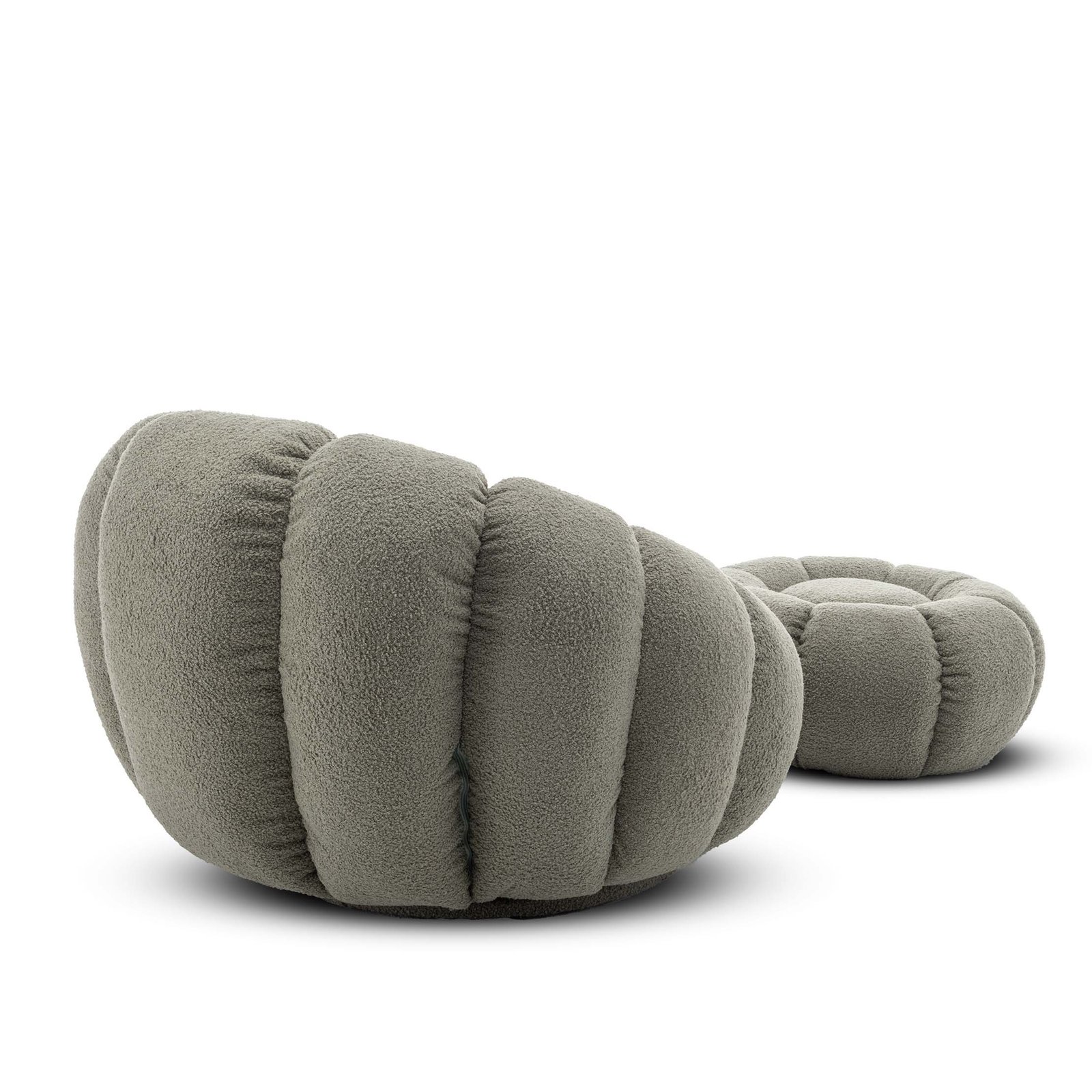 Teddy Boucle Fabric Sage Green 1 Seater Swivel Sofa with Footstool MIRIELLE - Image 7