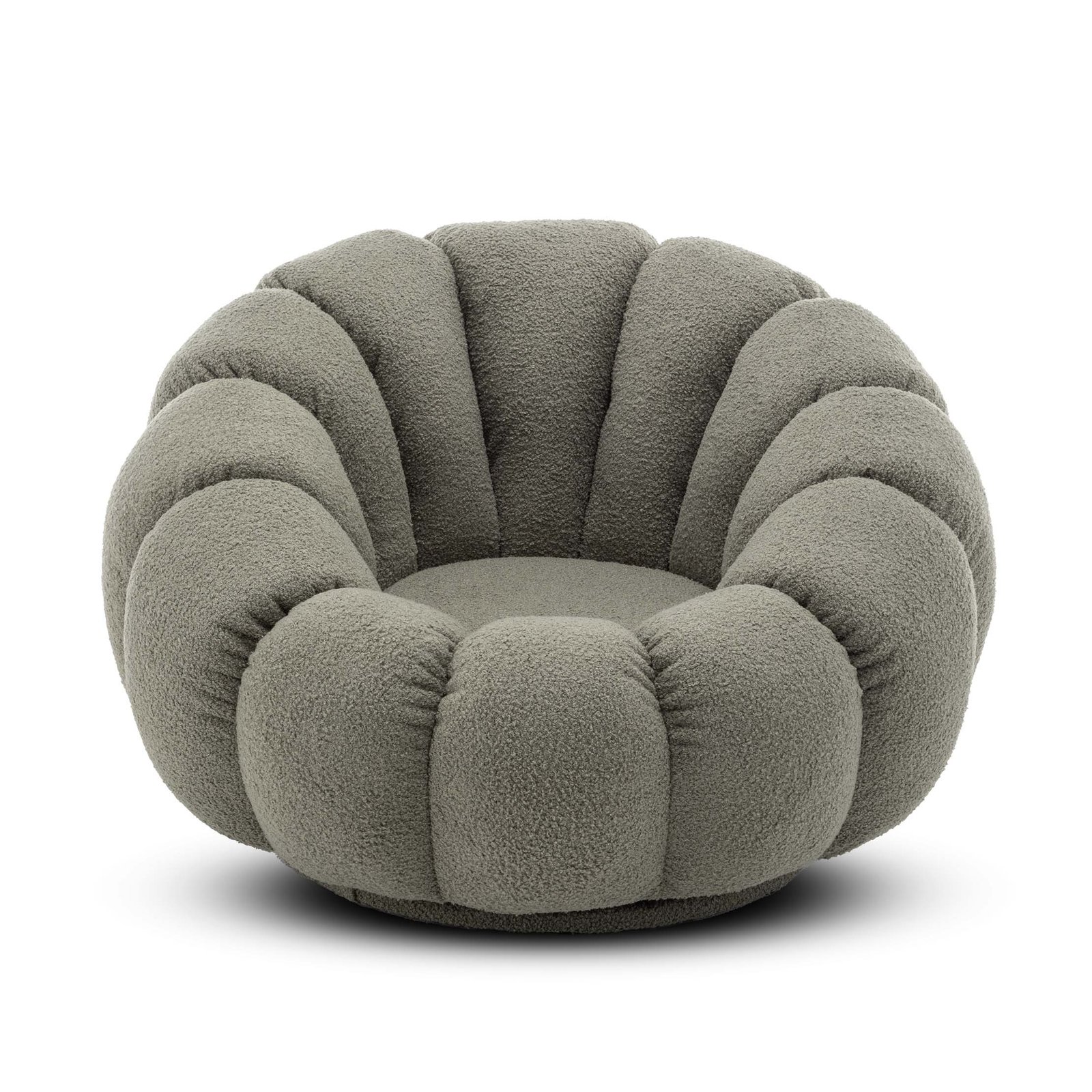 Teddy Boucle Fabric Sage Green 1 Seater Swivel Sofa with Footstool MIRIELLE - Image 3