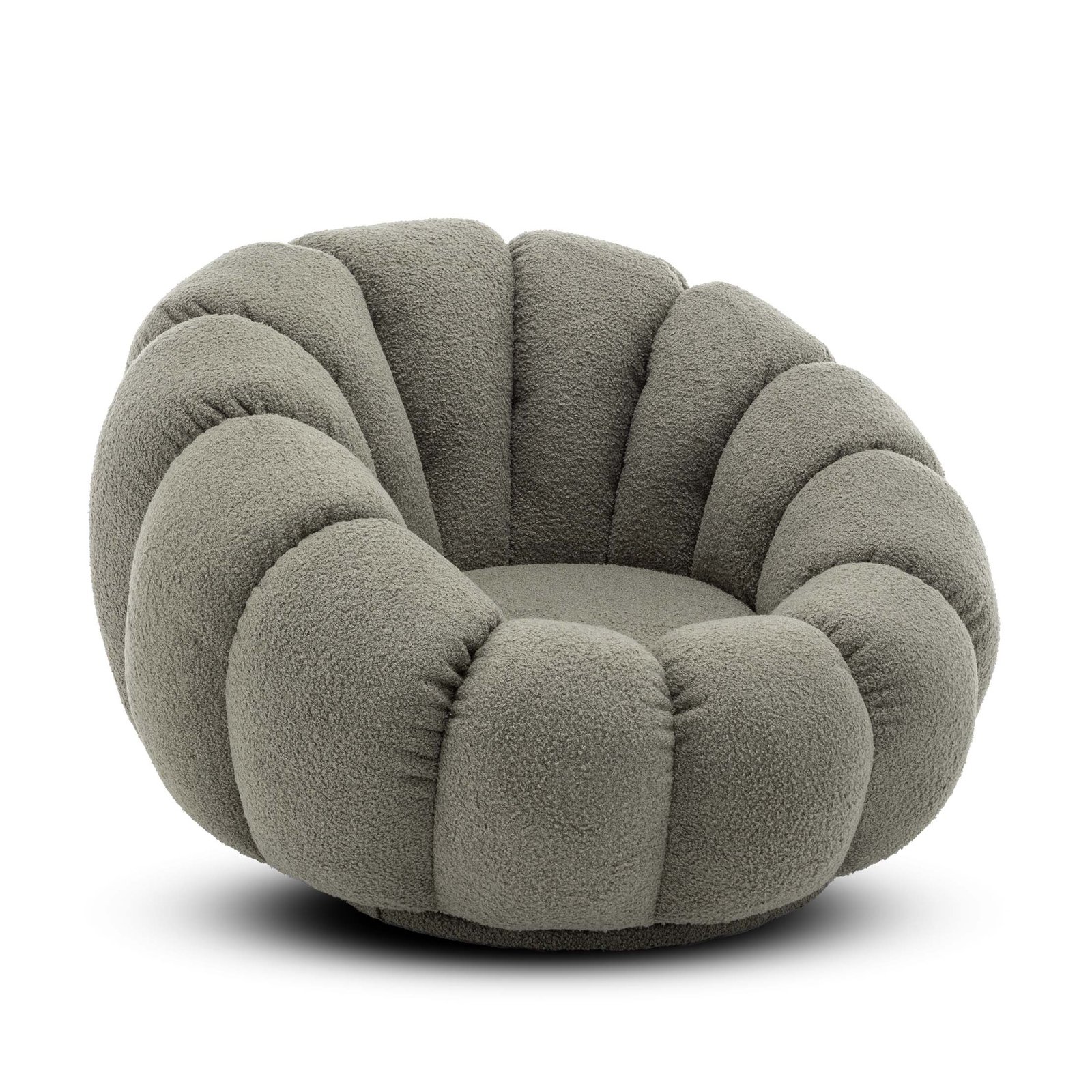 Teddy Boucle Fabric Sage Green 1 Seater Swivel Sofa with Footstool MIRIELLE - Image 5