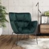 Velvet Bottle Green Eliana Accent Chair